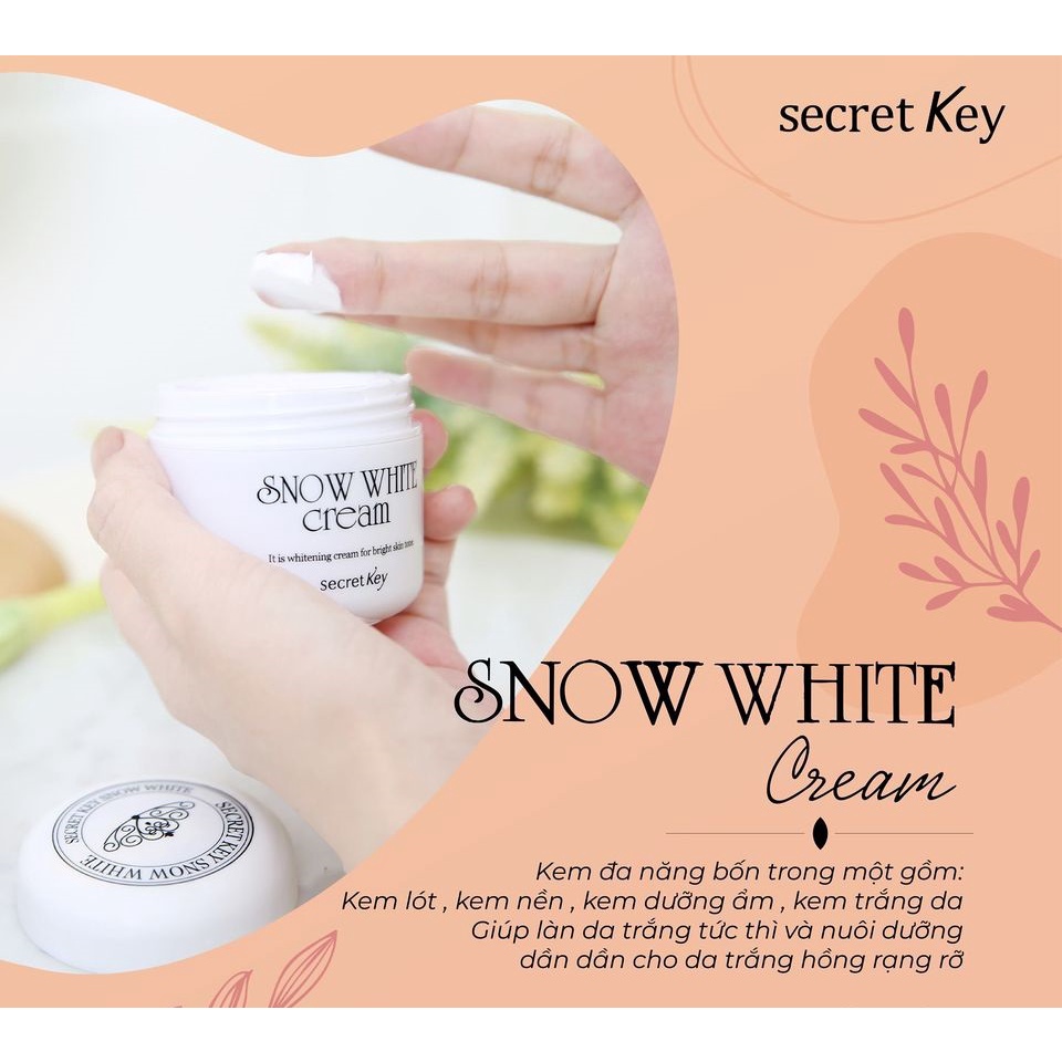 Combo 2 Sản Phẩm Dưỡng Trắng Da Nâng Tone Secret Key Snow White (Kem Ủ Trắng Body 200ml + Kem Dưỡng Mặt 50g)