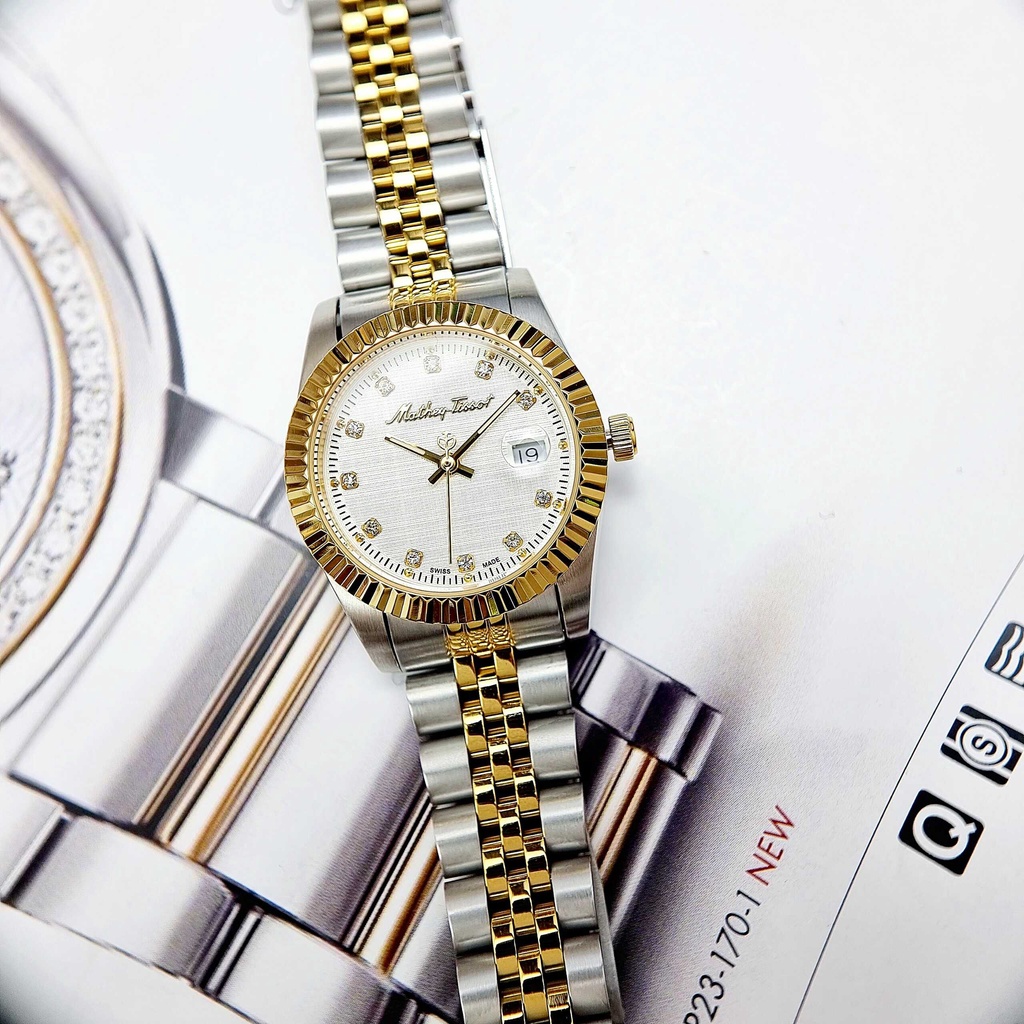 Đồng hồ Nữ Mathey Tissot D810BI Quartz Dây Sắt Demi Gold