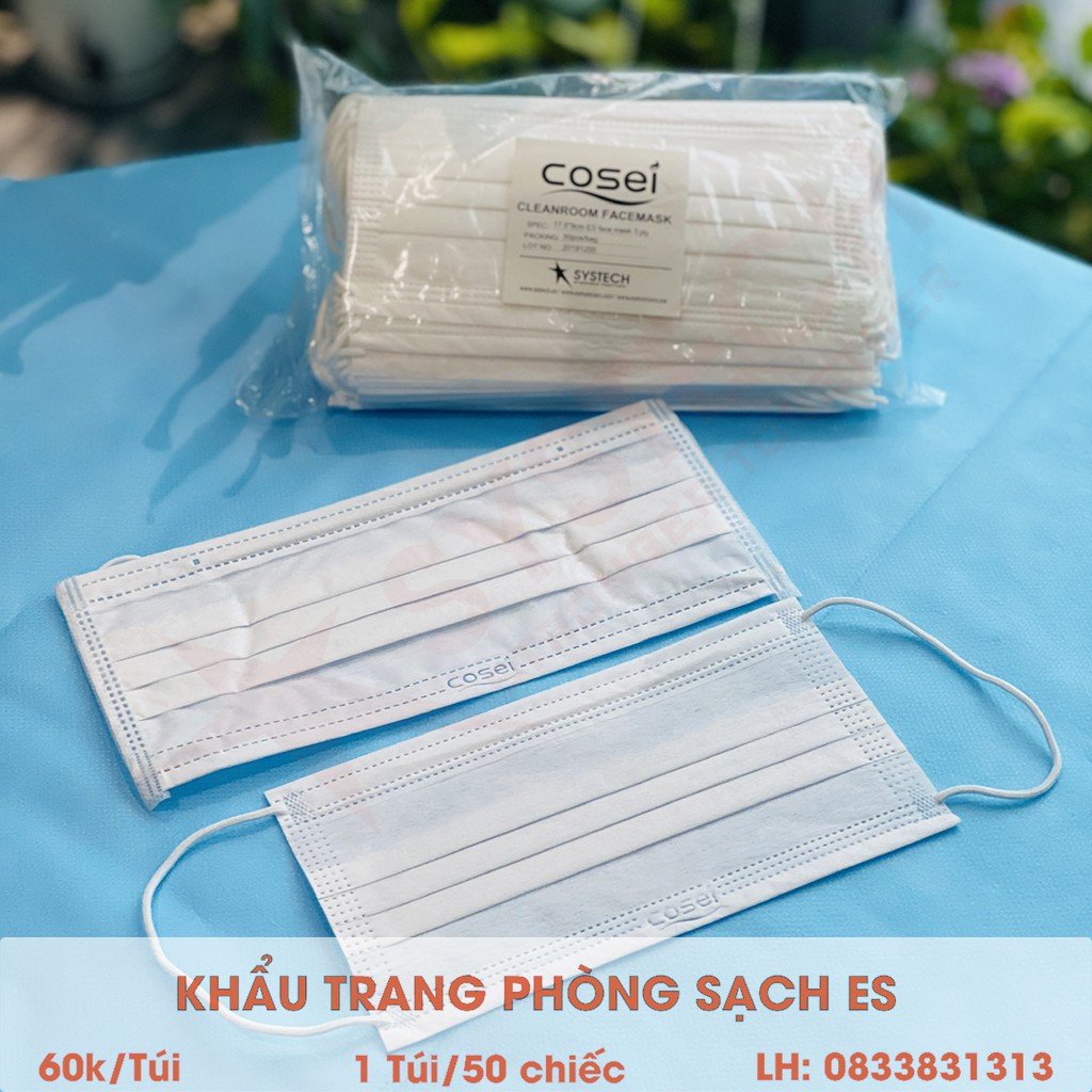 KHẨU TRANG PHÒNG SẠCH ES - CÓ LỚP KHÁNG KHUẨN (1 TÚI/50 CÁI)