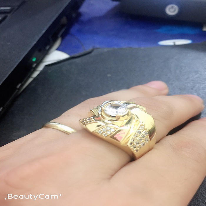 Nhẫn Nam Titan đính đá mạ 18k Đẳng Cấp Dân Chơi