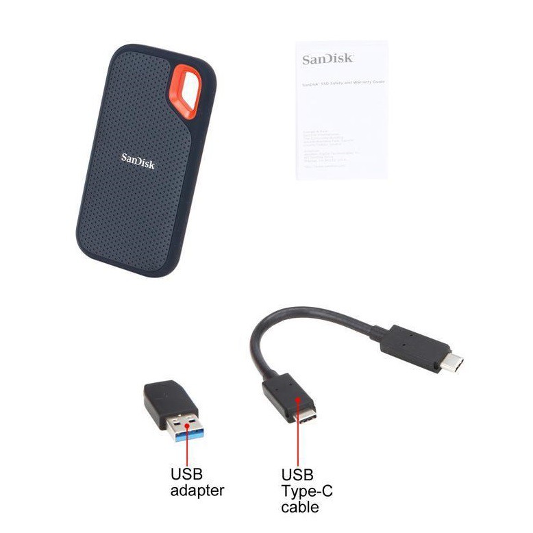 Ổ cứng di động SSD Sandisk Extreme Portable E60 USB 3.1 500GB / 1TB / 2TB Read 550MB/s (Đen) | BigBuy360 - bigbuy360.vn