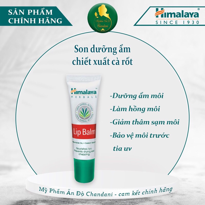 Son dưỡng môi chiết xuất cà rốt và mầm lúa mạch Himalaya Lip Balm 10g