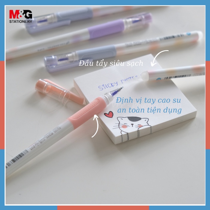 Bút nước tẩy được, Bút gel có đầu tẩy cao cấp M&G-9804 mực xanh nét 0.5mm