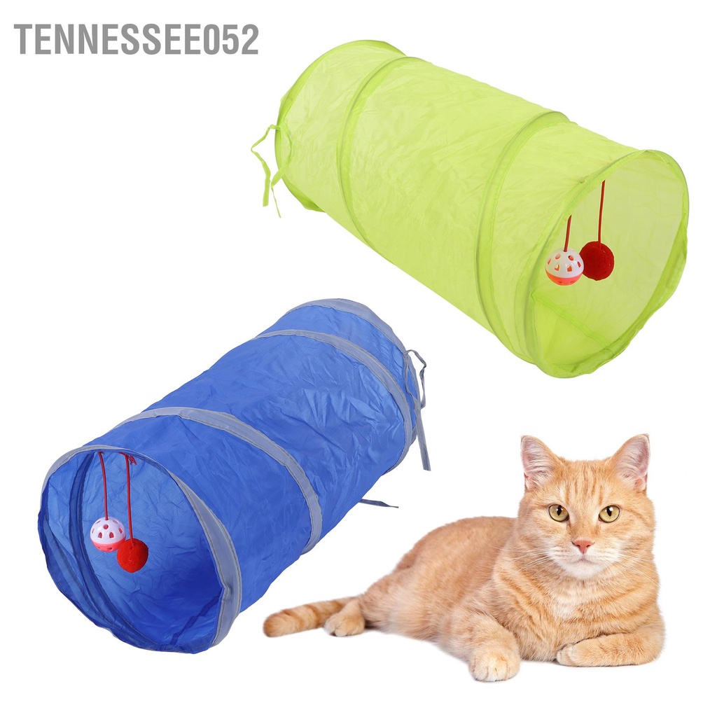 Tennessee052 Đồ chơi đường hầm tương tác Polyester có thể gập lại dành cho mèo với bóng treo Thỏ con chó