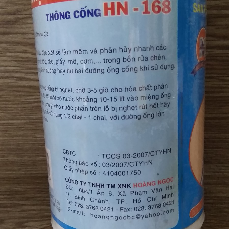 Nước thông cống HN-168 chai 1L