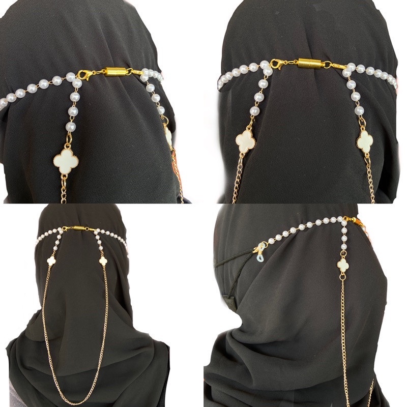 Khóa Từ Tính Gắn Dây Đeo Khẩu Trang Đính Đá Phong Cách Hijab