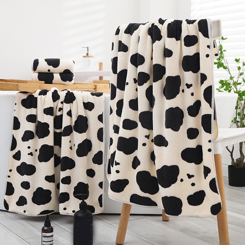 Bộ Khăn Lau Mặt Và Khăn Tắm Vải Lông Cừu San Hô Dày Dặn Thấm Hút Tốt