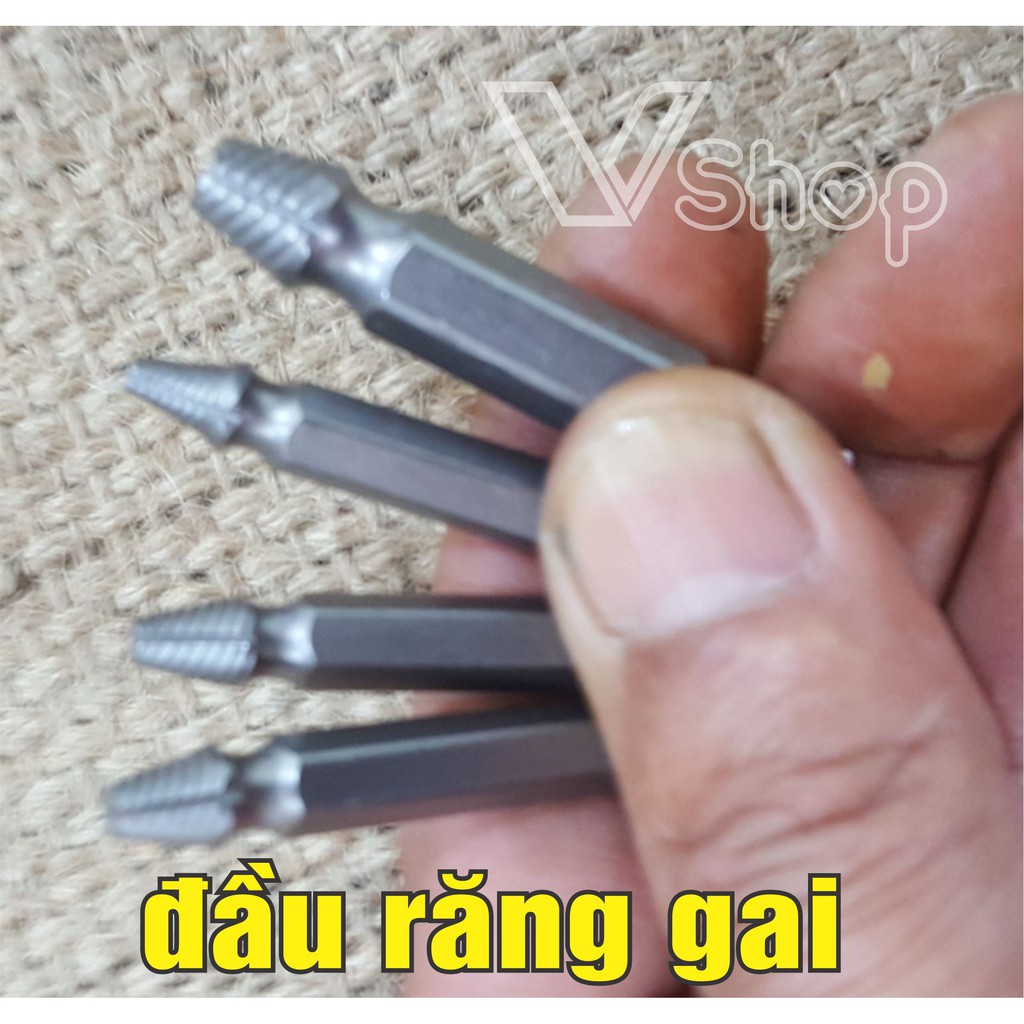 Dụng cụ tháo, mở ốc vít gãy. Hộp 4 cái