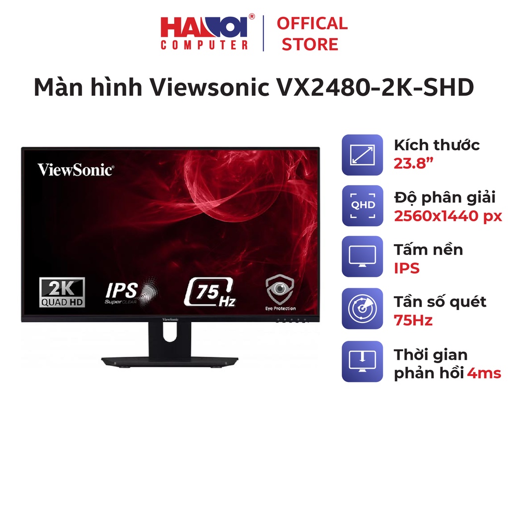 Màn hình Viewsonic VX2480-2K-SHD ( 23.8inch/QHD/IPS/75Hz/4ms/250nits/HDMI+DP)