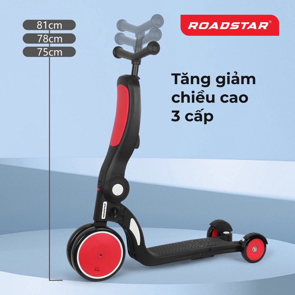 Xe scooter đa năng 5 trong 1 cho bé 1-6 tuổi kết hợp xe đạp 3 bánh và xe chòi chân thăng bằng ROADSTAR