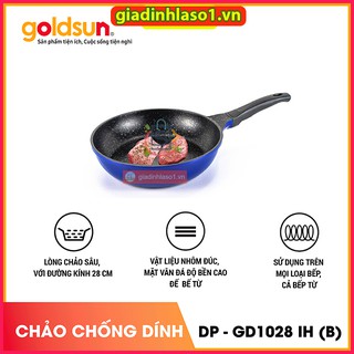 Chảo chống dính goldsun dp - gd1028 ih lòng chảo sâu, dùng cho mọi loại bếp