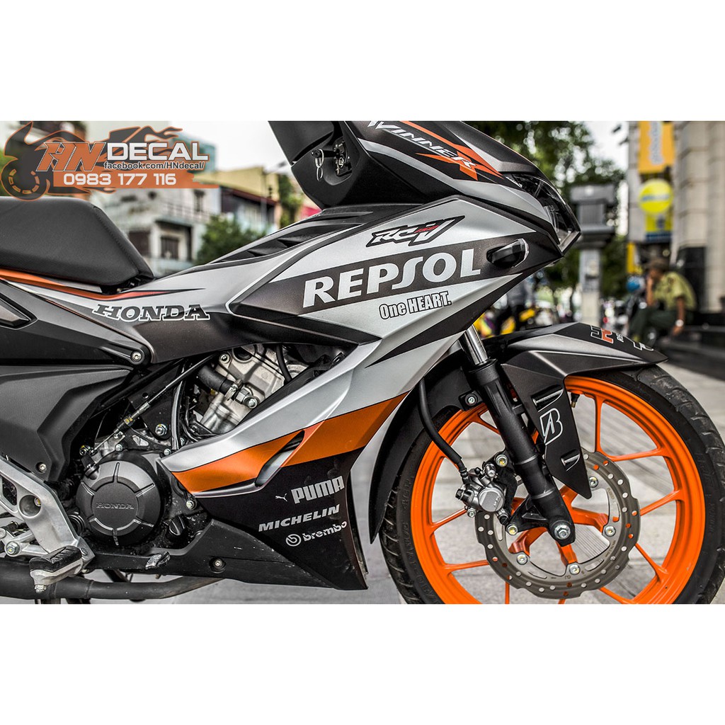 Tem Trùm Winner X Bạc Cam Đen Repsol