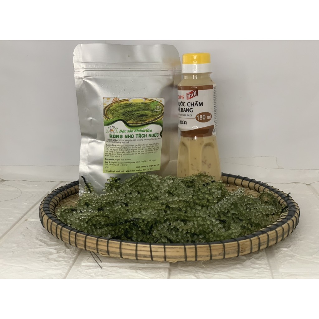 200gr Rong nho tách nước khánh hoà 💖freeship💖 tặng 2 gói sốt mè