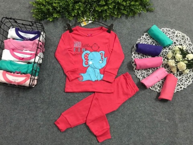 Bộ bozip/borip dài tay thu đông bé gái đỏ 8-21 kg