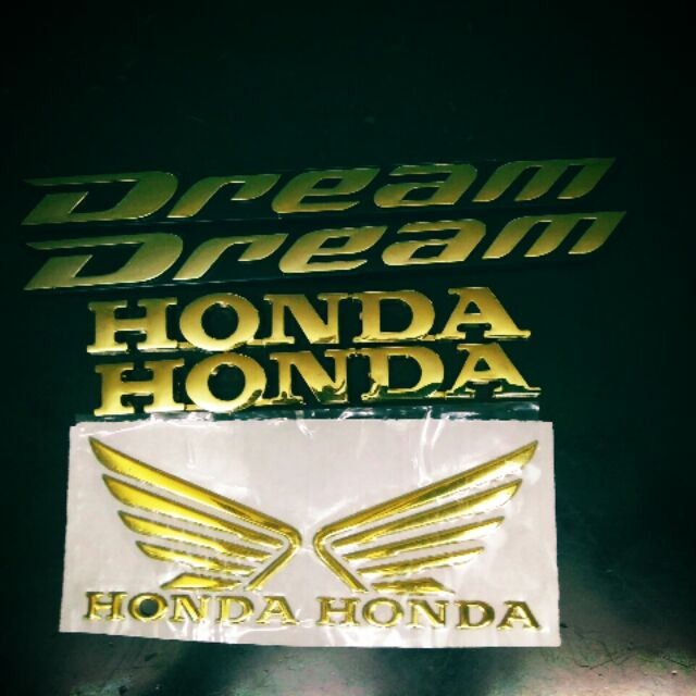 Bộ tem honda Dream nổi crôm vàng 6 miếng