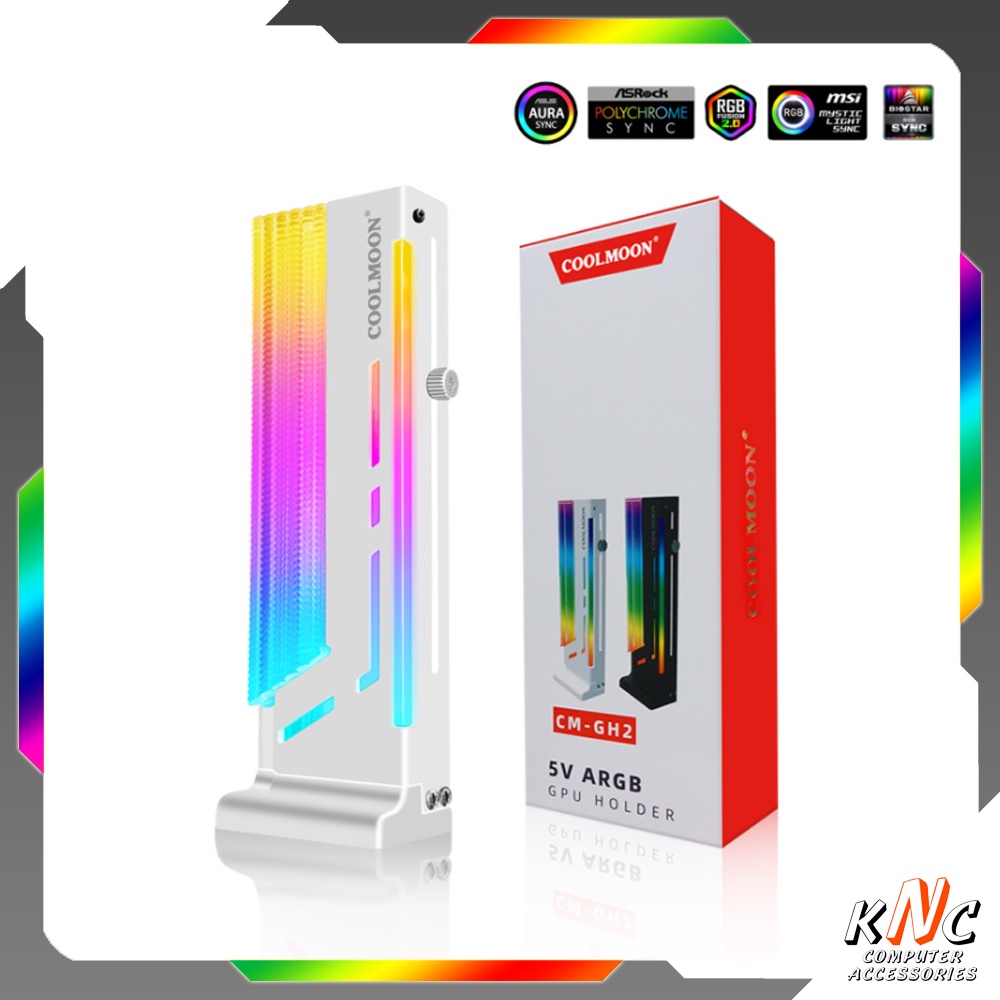 Đỡ Chống Xệ Cong VGA Coolmoon Màu Trắng Led 5v ARGB Đồng Bộ Mainboard - Hub Tomato Xigmateks VSP