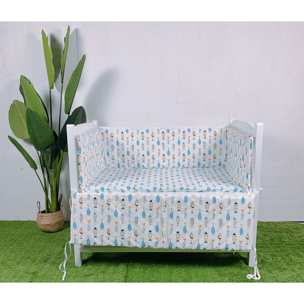 Cũi Cho Bé - Cũi Giường Gỗ Quế Tự Nhiên 100% Màu Trắng