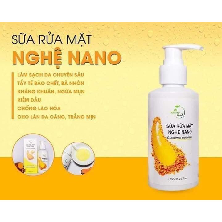 Sữa rửa mặt nghệ NANO (Làm sạch chuyên sâu, tẩy tế bào chết, bã nhờn, kháng khuẩn, ngừa mụn, cho làn da căng, trắng mịn)