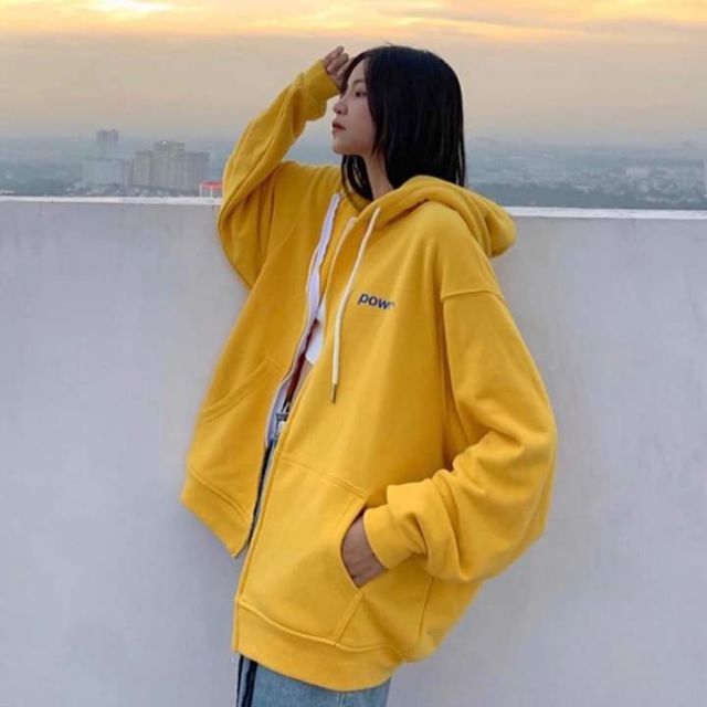 Áo Khoác HOODIE POW Unisex (MÀU TRẮNG, MÀU ĐEN, MÀU VÀNG) ẢNH THẬT