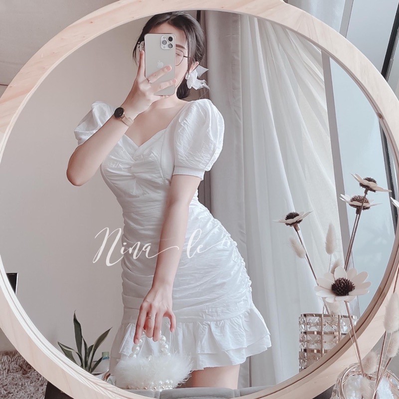 [Mã SKAMA06 giảm 8% tối đa 50K đơn 250K] váy body đũi cổ v đuôi cá