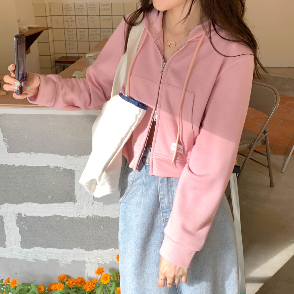 Áo Khoác cardigan Lửng Có Nón Thiết Kế Nhãn Hiệu Đơn Giản Và Đa Năng Thời Trang Mùa Thu Mới niche Cá Tính Dành Cho Bạn Nữ