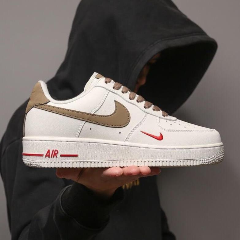 Giày Sneaker AF1 custom vệt nâu, air force 1 white brown bản mới - 36C Sneaker