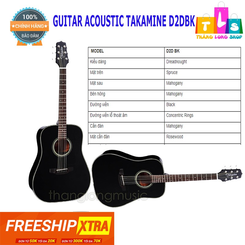 [Chính hãng] Đàn Guitar Acoustic Takamine D2D BLK (Tặng kèm bao 3 lớp và pick gảy)