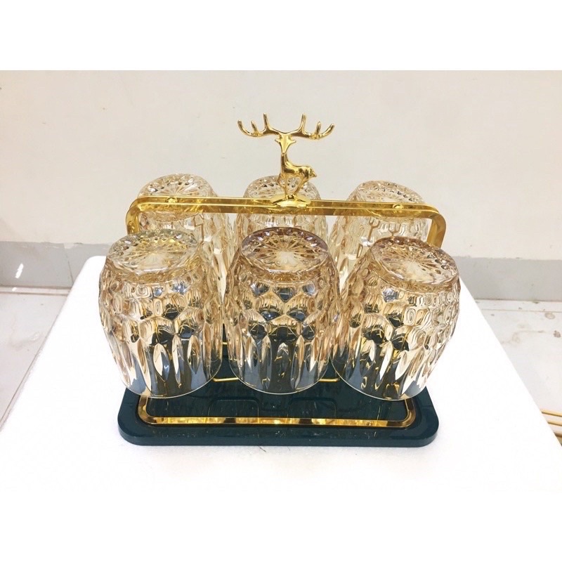 Giá úp đầu hươu kèm khay hứng xanh