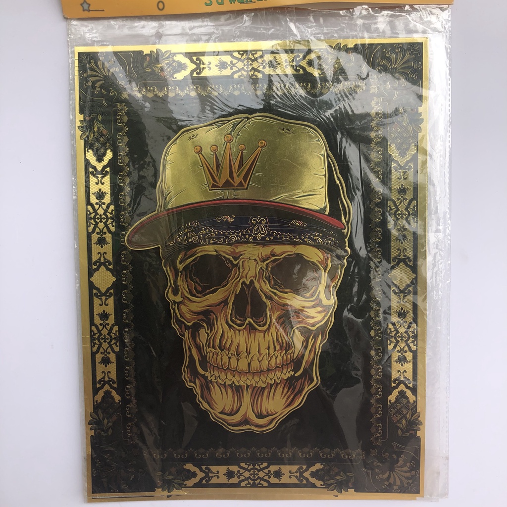 Tranh 3D mẫu đầu lâu treo trang trí Halloween 36cm x 28cm