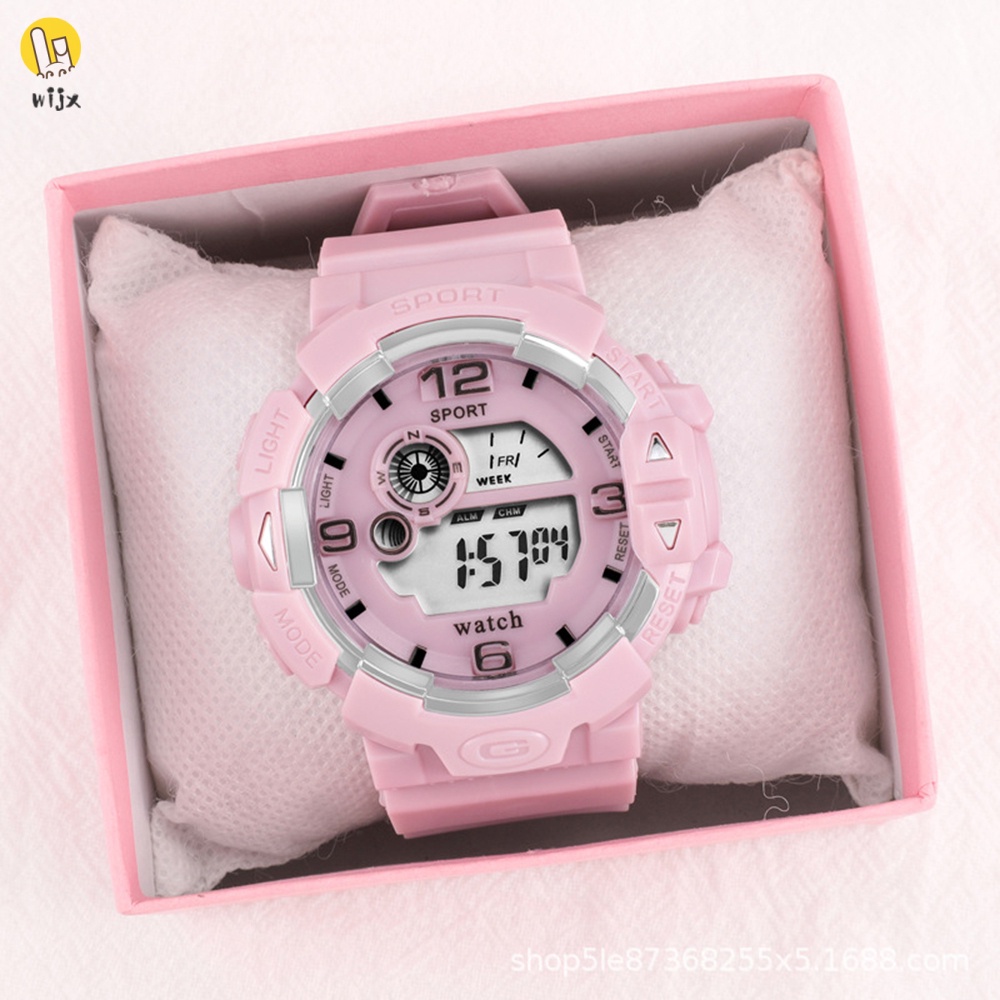 Đồng Hồ Đeo Tay Kỹ Thuật Số Mặt Tròn Dây PU Chống Nước Phát Sáng Dành Cho Học Sinh