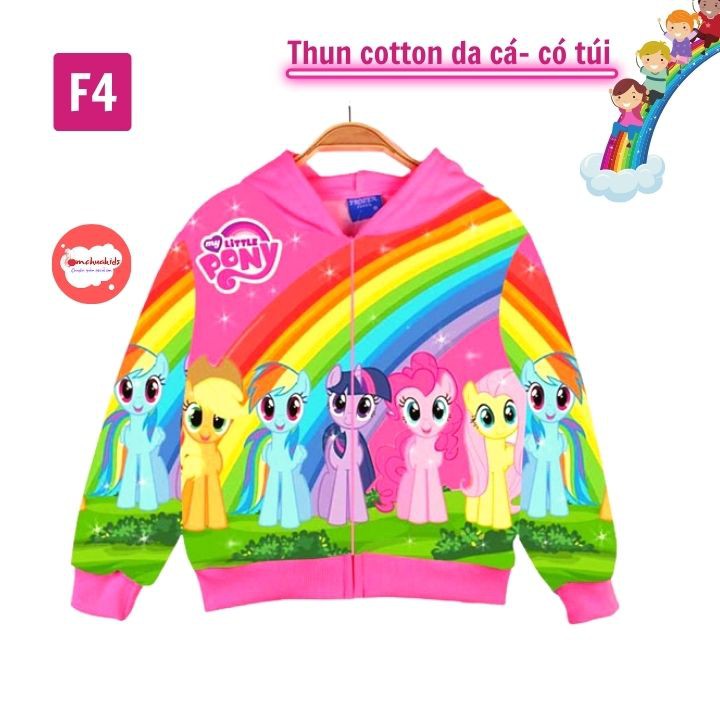 Áo khoác bé gái Pony cầu vồng từ 11-43kg - Thun cotton da cá in 3D cực chất - Tomchuakids