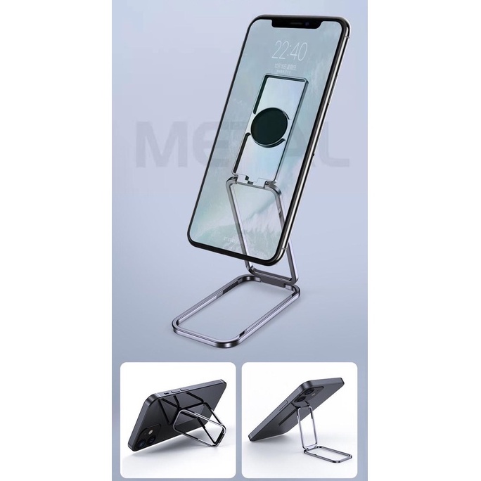 Giá đỡ điện thoại gấp gọn 5 trong 1 xoay 360 độ siêu mỏng, đa năng nhiều tiện ích, chất liệu hợp kim cao cấp- Fullbox