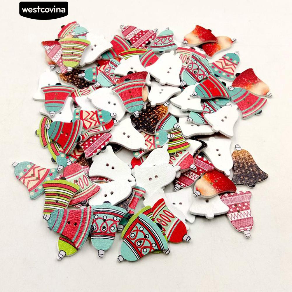 Set 50 Cúc Gỗ Trang Trí Giáng Sinh Tự Làm Chuyên Dụng