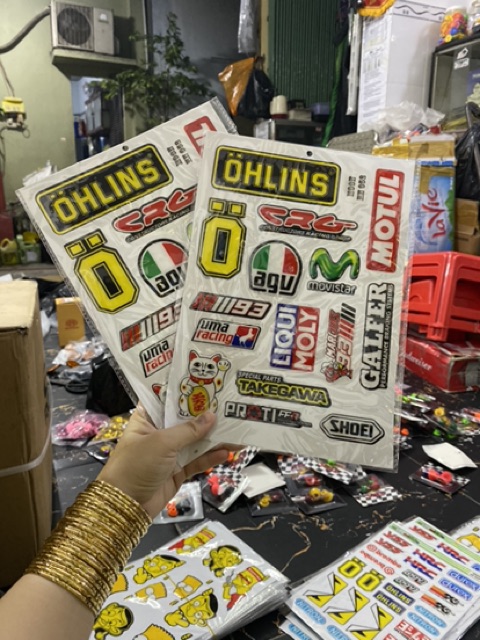 Tem phản quang ohlins,gafer,motul,mèo may mắn