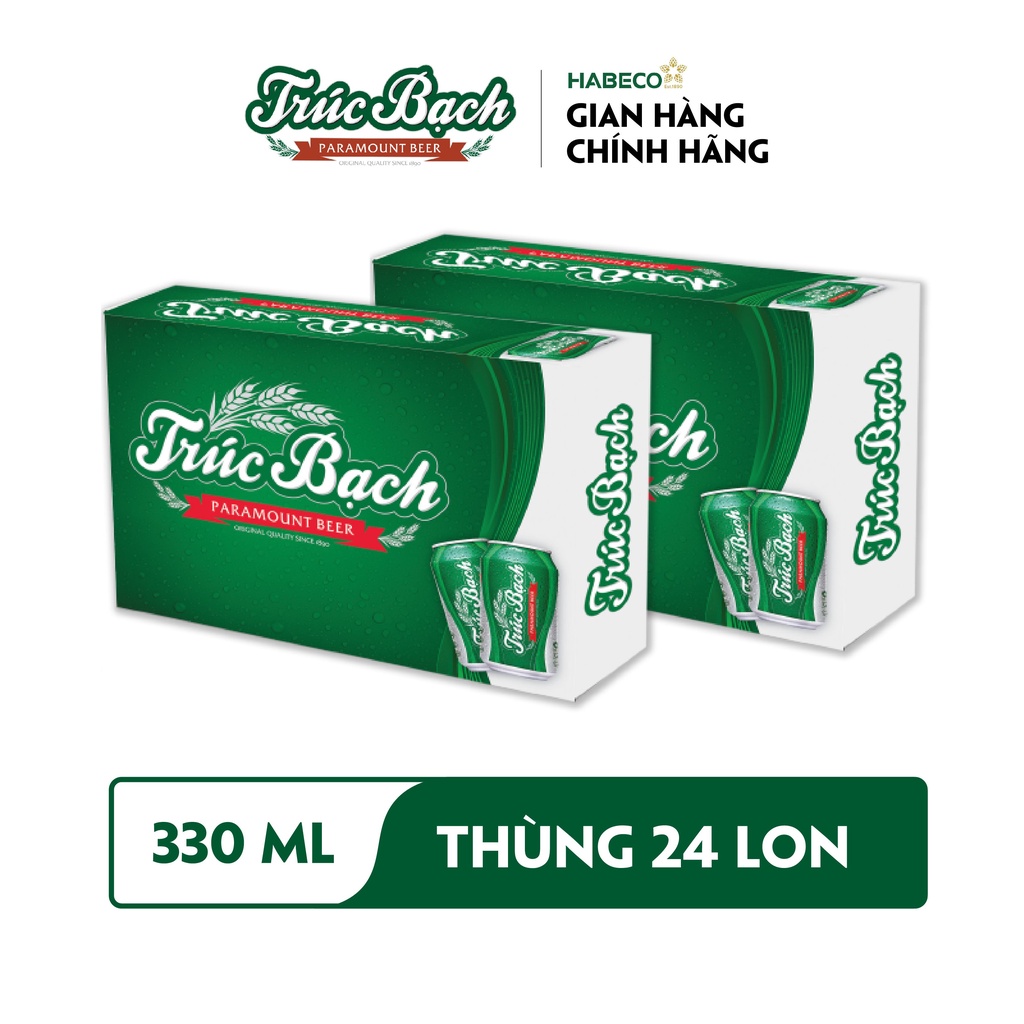 HỎA TỐC HÀ NỘI - COMBO 2 Thùng 24 lon Bia Trúc Bạch –  HABECO (330ml/lon)