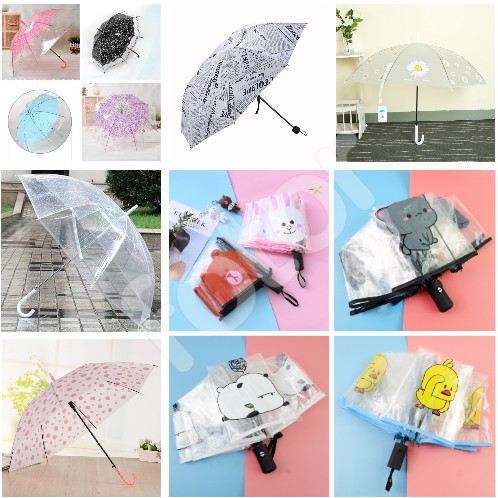 DÙ TRONG SUỐT, HOA ĐÀO, GIẤY BÁO, CHẤM BI, HOA CÚC, HÌNH THÚ THỜI TRANG
