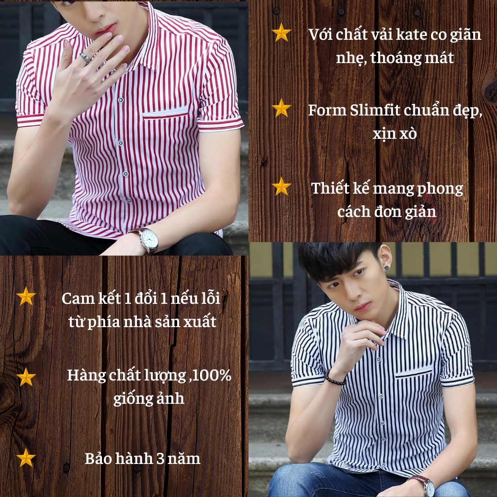 Áo Sơ Mi Nam Ngắn Tay H&H-SMPT07 Phối Túi Giả Form Slimfit Chất Kate Mềm Mịn Không Nhăn Phai -2 màu #8