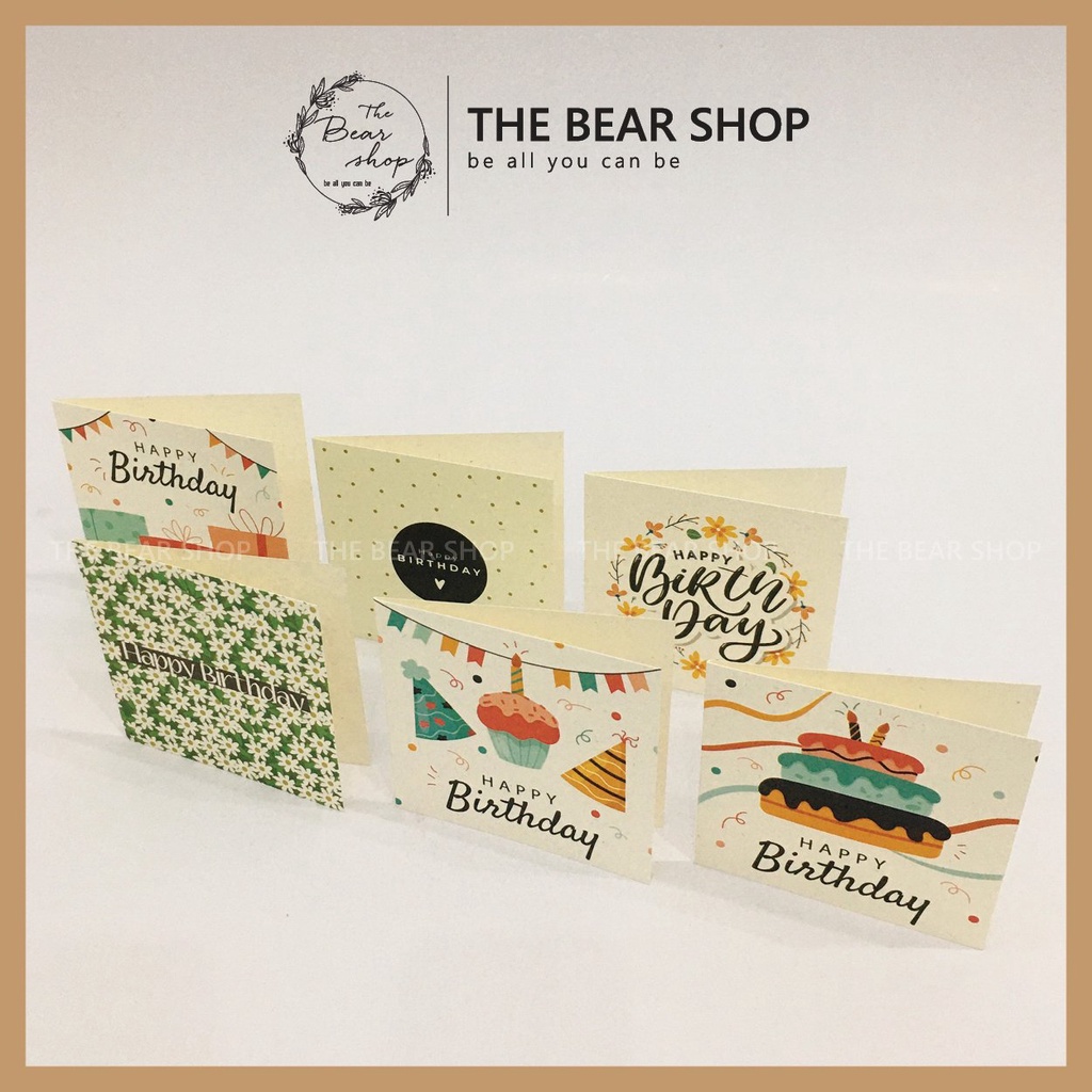 Combo 5 thiệp sinh nhật handmade vintage giấy kraft - Kích thước 11x11cm hàng loại 1 - The Bear Shop