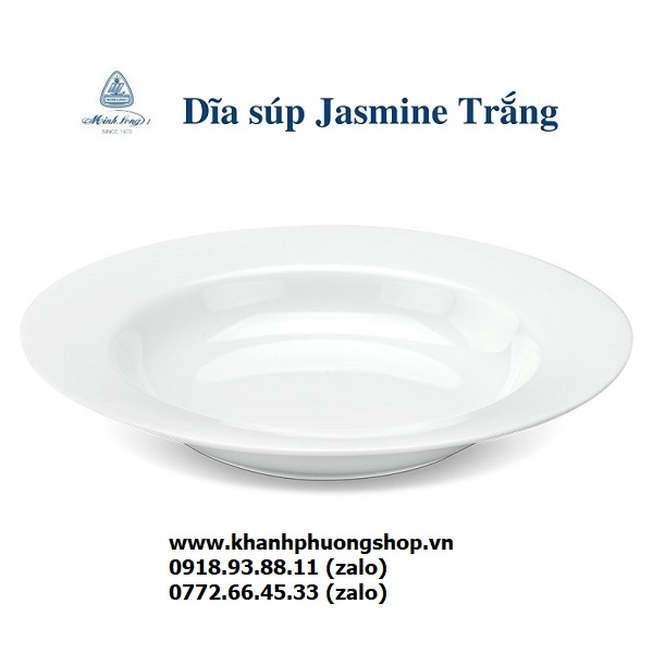 Dĩa sứ trắng lòng sâu Minh Long 17,20,23cm - dĩa sứ trắng lòng sâu minh lpng