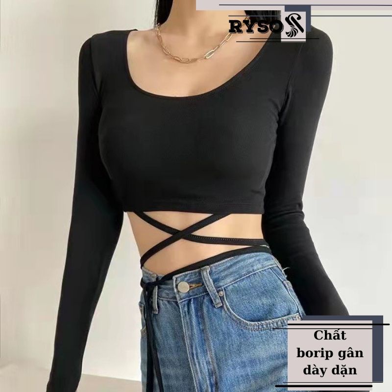 Áo croptop đan dây chất co giãn cao cấp phong cách cá tính năng động