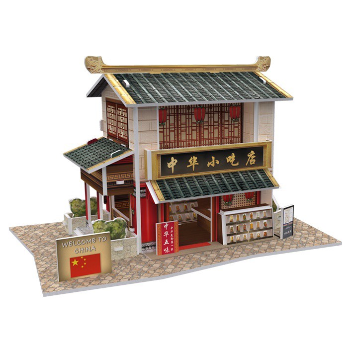 Mô hình giấy 3D CubicFun - Bộ nhà truyền thống Trung Quốc - Chinese Snack Shop- W3129h