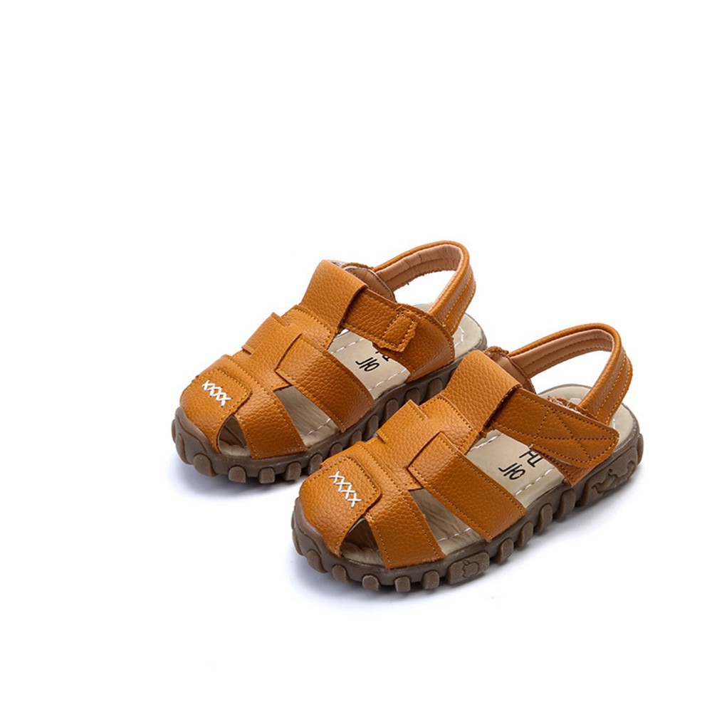 Giày sandal da đi biển đơn giản size 21-36 cho bé trai