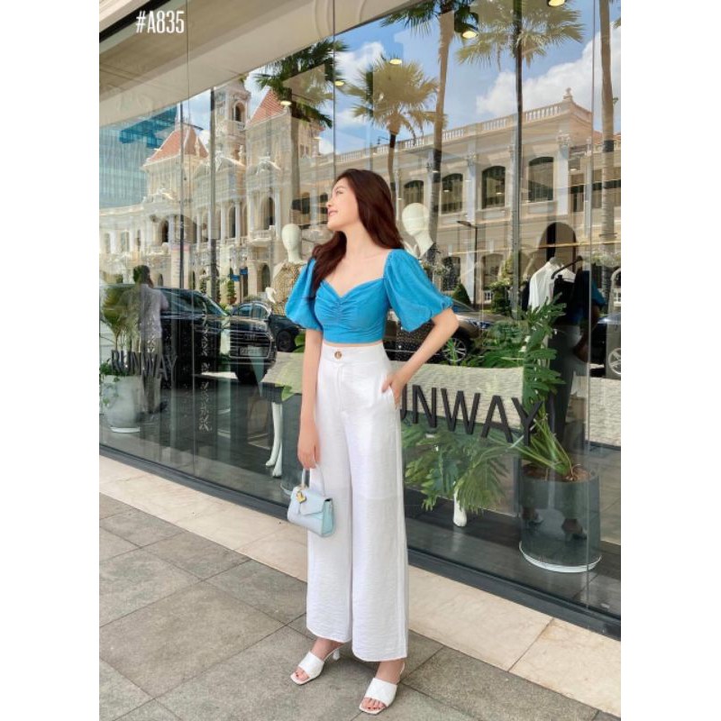 áo crop nhún ngực tay phồng kèm ảnh thật | BigBuy360 - bigbuy360.vn