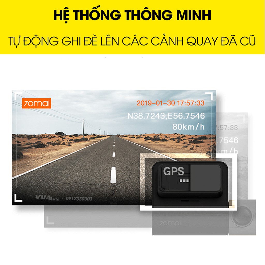 Camera hành trình ô tô Xiaomi 70mai Lite Dash Cam ghi hình ngày đêm sắc nét Full HD, thiết kế nhỏ gọn sang trọng