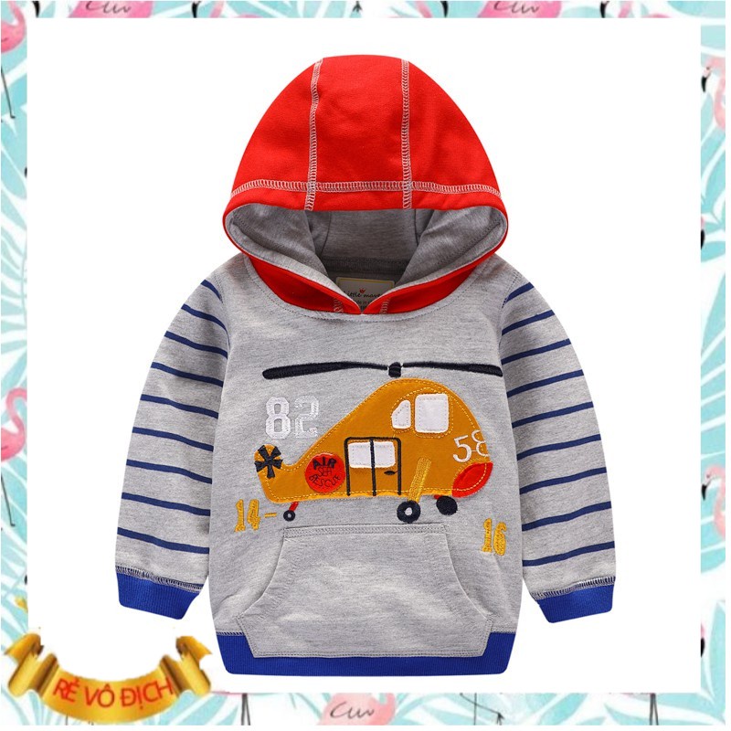 Áo khoác nỉ cho bé trai 2-6 tuổi thêu máy bay hãng Little maven. Áo nỉ trẻ em có mũ vải nỉ da cá cao cấp