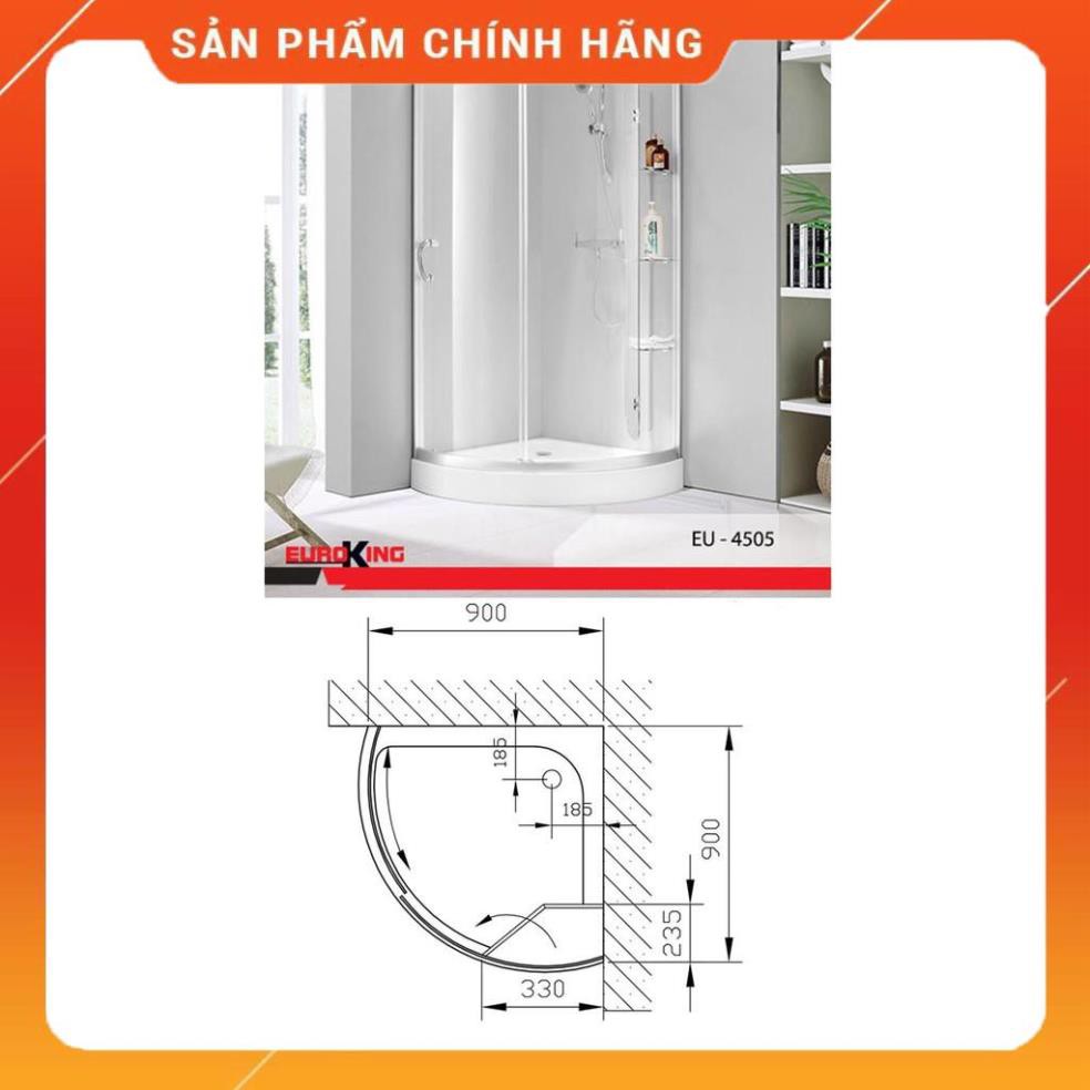 Phòng tắm vách kính nhập khẩu Eroking EU-4505, bồn tắm đứng, cường lực, bảo hành 3 năm