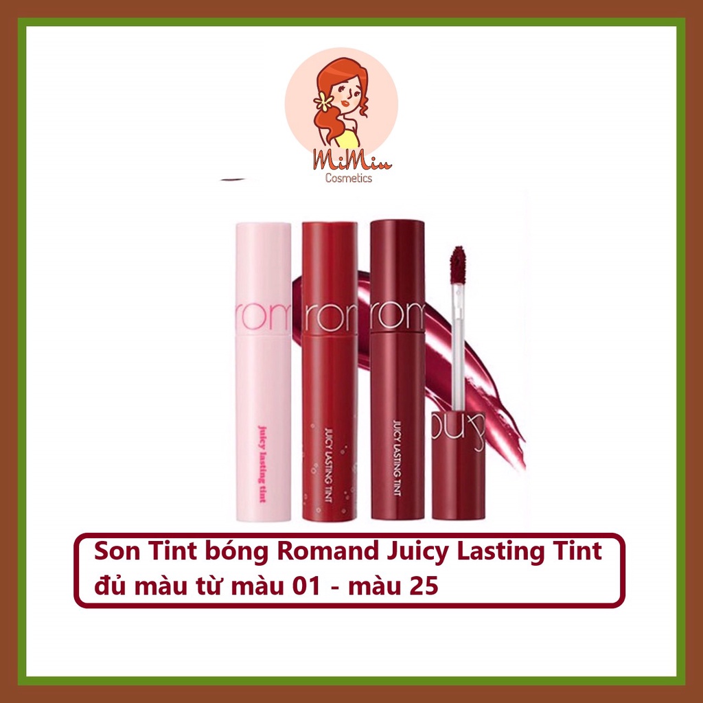 Son Tint bóng Romand Juicy Lasting Tint đủ màu từ màu 01- màu 25
