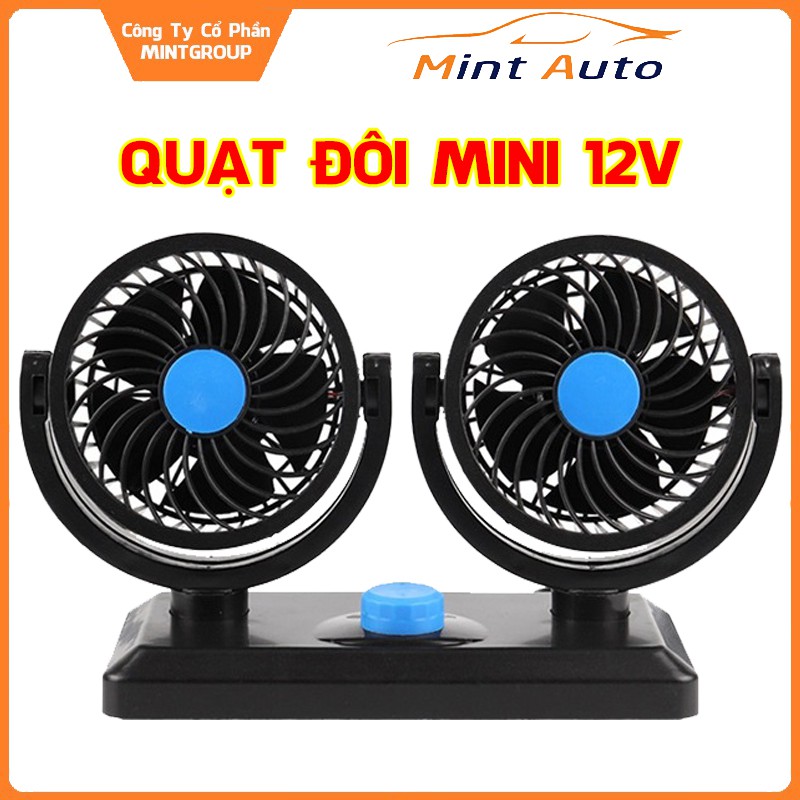 Quạt đôi mini 12v xoay 360 độ tiện ích trên xe hơi, ô tô cao cấp