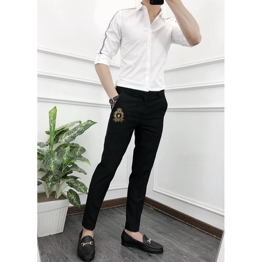 Quần Âu Nam Kẻ Đỏ Guc Phong Cách Hàn Quốc