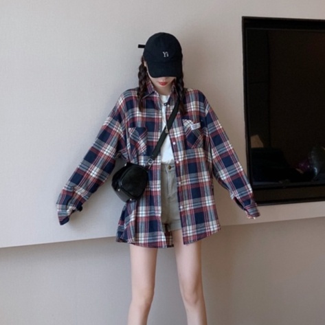 Áo Sơ Mi Tay Dài Form Rộng Họa Tiết Sọc Theo Phong Cách Retro Dễ Phối Đồ